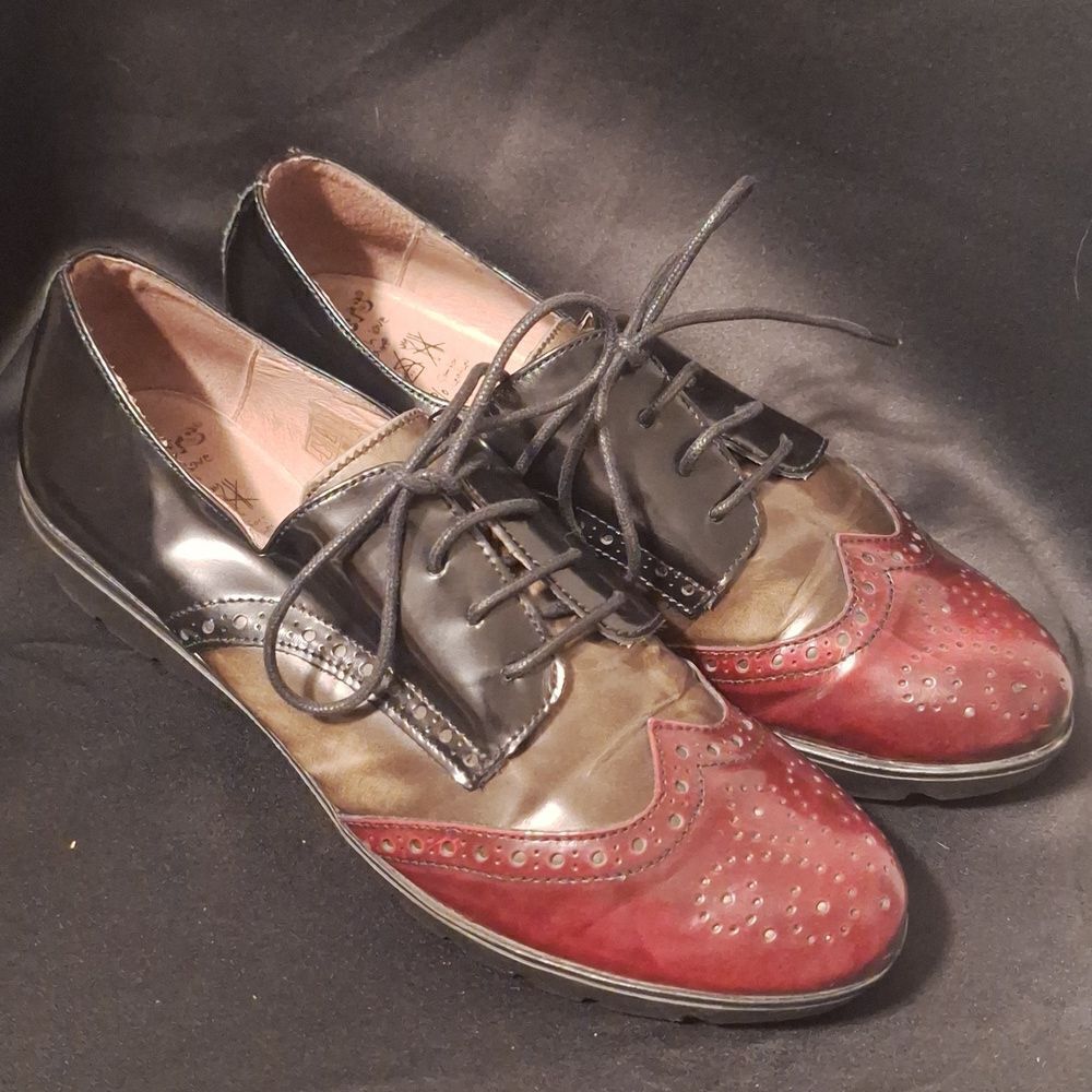 Wonders made in Spain patent leather 3 toned wing tip Oxford size 39/8
